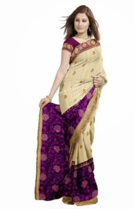 Picture of resham zari work banarasi saree cotton blend fancy lat,