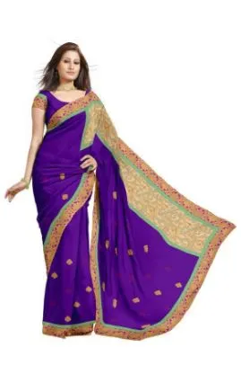 Picture of resham zari work banarasi saree latest designer sari c,