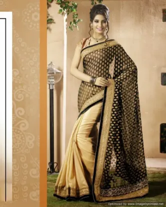 Picture of sanskriti handmade 100% pure cotton saree yellow printe