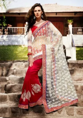Picture of sanskriti handmade 100% pure silk ethnic saree cream pr