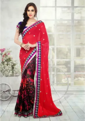 Picture of sari women ethnic pink paisley banarasi silk saree des,