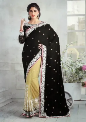 Picture of striped bhagalpuri cotton, silk sari (multicolor),e4775