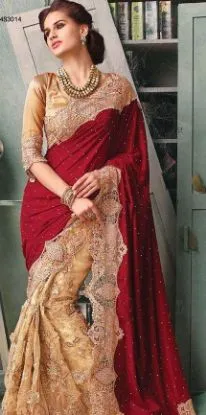 Picture of modest maxi gown listing red jute hand loom india desig