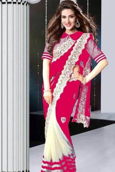 Picture of modest maxi gown listing sanskriti handmade cream saree
