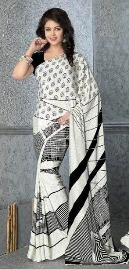 Picture of modest maxi gown silk cotton saree grand pallu full jar