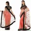 Picture of handmade leafs printed magenta saree indian crepe silk 