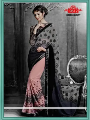 Picture of handmade saree pure cotton fabric green saree yd sari ,