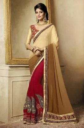 Picture of handmade saree blend georgette hand embroidered fabric 
