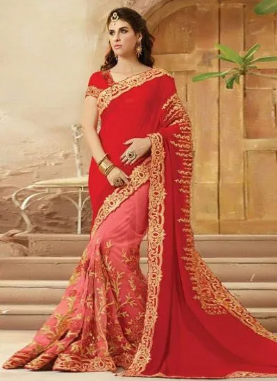 Picture of aqua designer jacquard border bollywood sari pure banar