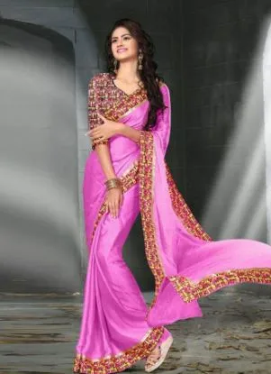 Picture of bollywood cotton silk sari party wear hand woven design