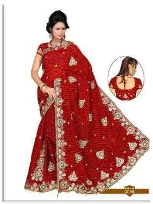 Picture of light weighted printed saree georgette sari party wear 