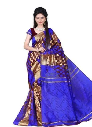 Picture of magenta modest maxi gown bhagalpuri silk saree india ka