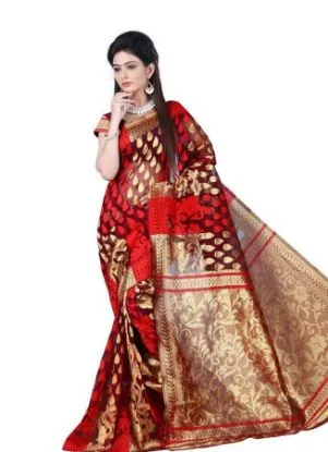 Picture of maroon traditional embellish sari georgette wedding pak