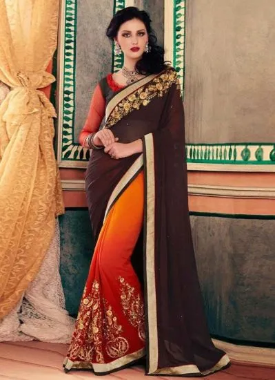 Picture of party wear sari women indian pakistani saree bollywood 