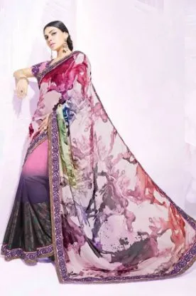 Picture of patola printed handmade saree pure silk indian batik pr