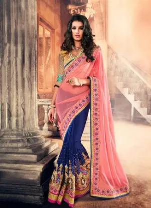 Picture of pure silk handmade multicolor saree abstract printed in