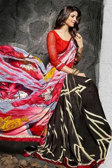 Picture of sanskriti handmade cotton saree brown printed sari craf