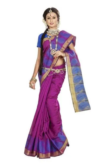 Picture of sanskriti handmade indian pure silk cultural saree prin