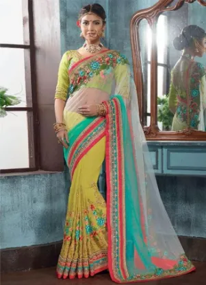 Picture of handmade indian craft saree pure silk printed fabric ar