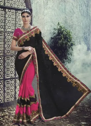 Picture of handmade indian craft saree pure silk printed fabric sa