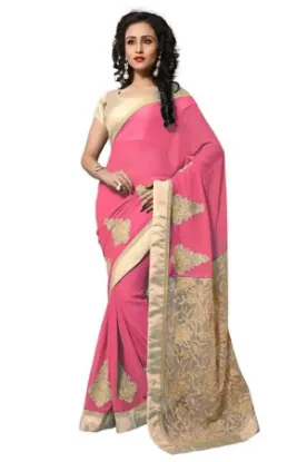 Picture of handmade indian floral printed georgette saree maroon d