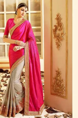 Picture of handmade indian sari pure silk multicolor floral printe