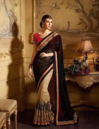 Picture of handmade maroon sari silk blend floral printed dress wo