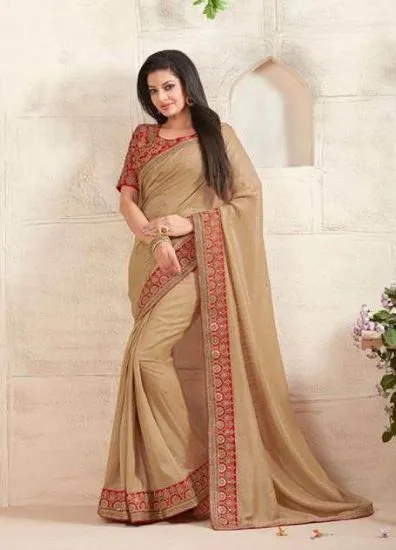 Picture of handmade sari pure silk indian batik printed outfit bei