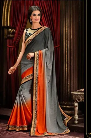Picture of handmade style indian saree silk blend fabric fashion w
