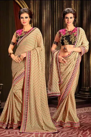Picture of handmade style indian saree silk blend fabric fashionab