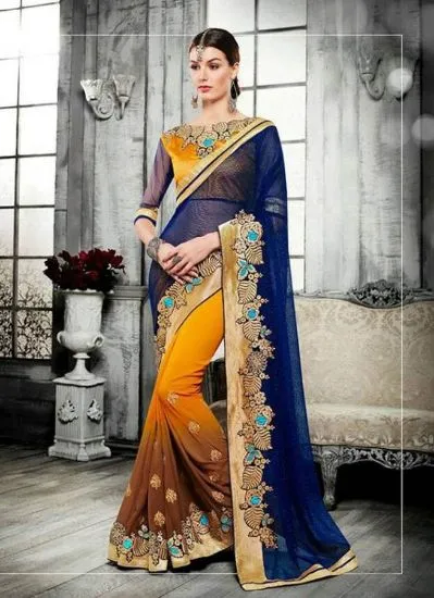 Picture of banni designer party wear georgette sari saree,e7058 ,e