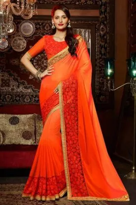 Picture of designer black zari work bollywood style sari kanjivar,