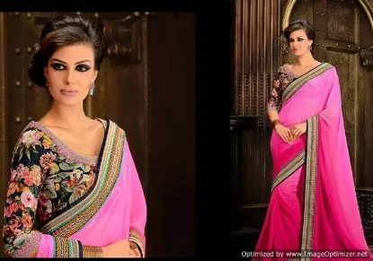 Picture of designer green zari resham work bollywood sari banaras,