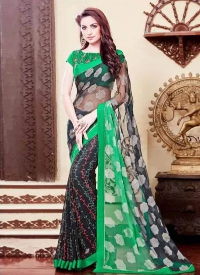 Picture of designer party wear wedding indian pakistani saree sar,