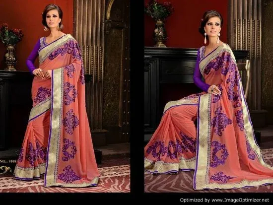 Picture of designer partywear sari bollywood indian pakistani sar,