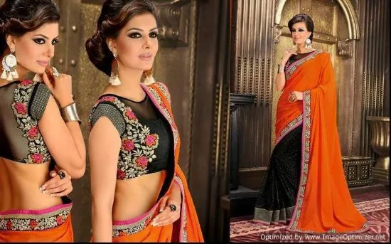 Picture of designer partywear sari bollywood indian wedding tradi,