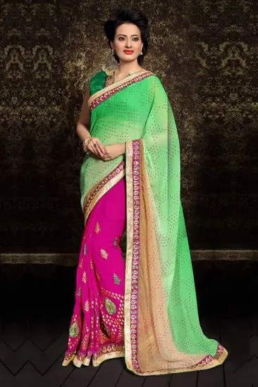 Picture of designer readymade embroidery bollywood saree sari blo,