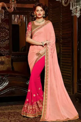 Picture of designer saree bollywood party wear sari wedding india,