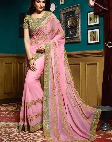 Picture of ethnic indian designer pattern bollywood style saree b,