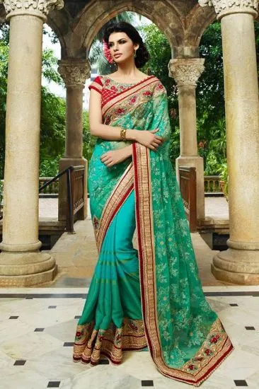Picture of ethnic indian floral printed handmade saree pure silk g