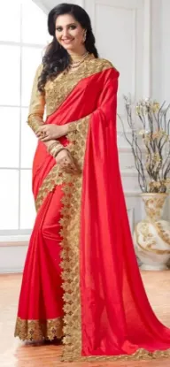 Picture of indian designer sari ethnic party wear orange color sa,