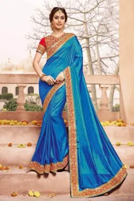 Picture of handmade saree pure georgette silk hand beaded painted,