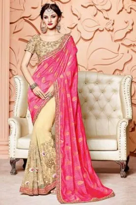 Picture of handmade saree pure georgette silk hand embroidered bea