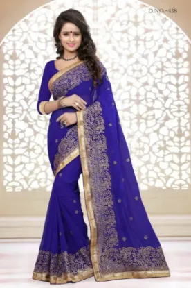Picture of handmade saree all over embroidered american georgette 