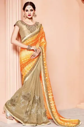 Picture of handmade saree blend georgette hand embroidered fabric 