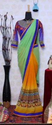Picture of handmade sari indian art silk hand beaded woven embroid