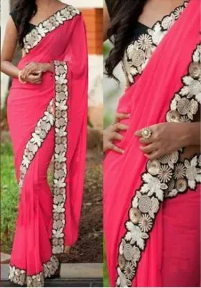 Picture of party wedding reception attractive saree bollywood des,