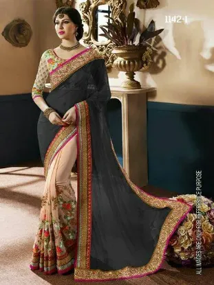 Picture of traditional art silk sari party wear hand woven pakist,