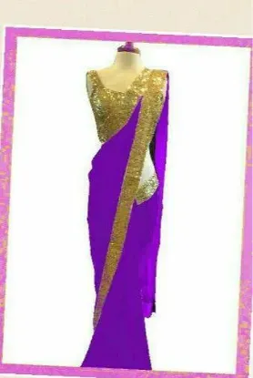 Picture of traditional bollywood zari border work sari party wear,