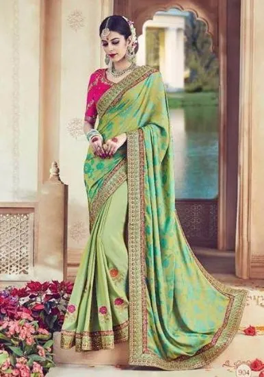 Picture of modest maxi gown opulent orange georgette sari thread a